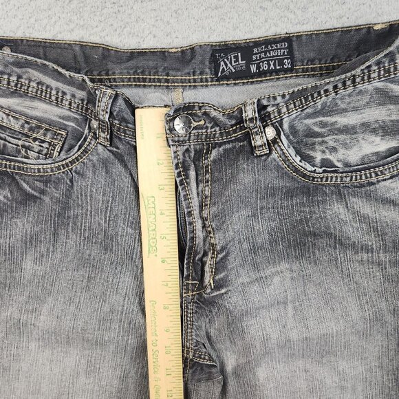 Axel Jeans Mens 36x32 Relaxed Straight Leg Denim Faded Black Baggy Denim Pants - Picture 7 of 11